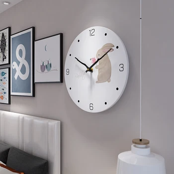 Nordic Ceas de Perete din Lemn de Artă Minimalist Simplu Tăcut Cuarț Ceasuri de Perete Alb de Animale Dormitor Orologi Parete Acasă Ceasuri AB50WC