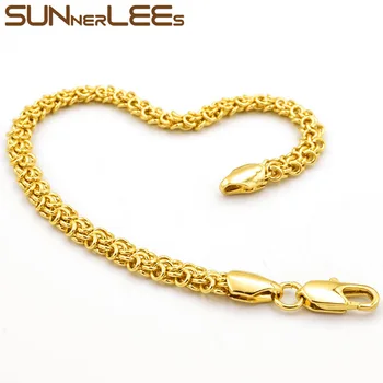 SUNNERLEES Moda Bijuterii Alb, Rose de Aur de Culoare Bratara 5mm Cablu Lanț de Link-ul Pentru Barbati, Cadou Femei C06 B