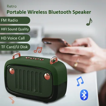 Retro Difuzor Bluetooth Portabil Wireless BT5.0 Vorbitor de Interior/Exterior Loundspeaker cu Bas Puternic Suport TF Card/U Disc/FM