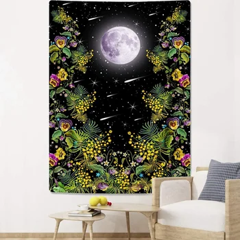 Promovare! Lună Tapiserie Florale de Viță-de-vie Tapiserie Lună și Stele Tapiserii de Flori Tapiserie de Perete pentru Camera (51.2X59.1)