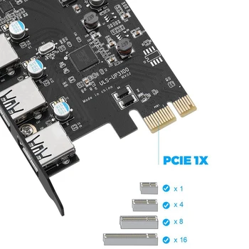 ULS-3100 4-Port PCI-E de Expansiune PCI-E-USB3.0 Tip C Multi-Port Card De Expansiune