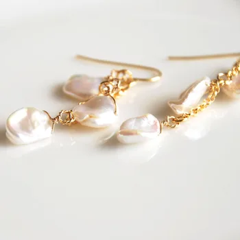 Culoare de aur moda bijuterii legăna cercei handmade naturale de apă dulce pearl pentru femei cadou transport gratuit