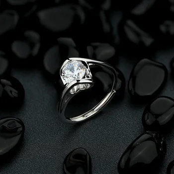 Knobspin Argint 925 Gol în formă de Inimă Ridicat de Carbon Diamant Deschiderea Inele Reglabile Dragoste Pentru Femei Bijuterii Fine