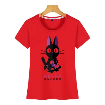 Topuri Tricou Femei Kiki Cat De Maternitate Design Negru De Bumbac Cămașă De Sex Feminin
