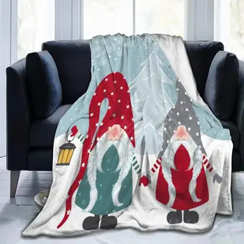 Crăciun Fericit Gnomi Arunca Pătură de Canapea Moale, Ușor de Pluș Pături Calde Perfect pentru Canapea extensibilă