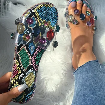 Slide-Uri De Femei Flip Flops Pantofi Papuci De Piatră Prețioasă Pietre Pantofi Sandale De Doamnelor Slide-Uri Sălbatice Diamant Papuci De Casă Chanclas Mujer