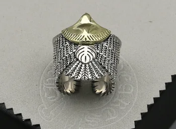 Original Handmade Pene De Aur Punctate Hawking Inel De Sex Masculin Degetul Arătător S925 Argint Inel Coada Argint Thai Ring
