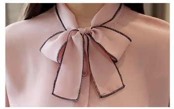 Moda șifon florale brodate femei topuri si bluze 2018 toamna cu maneci lungi arc roz șifon bluze feminine 1657 50