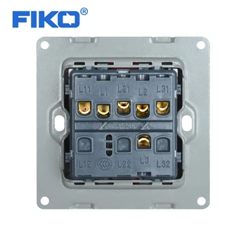 FIKO întrerupător de perete putere comutator de lumină 3 deschideți control dublu ,16A 250V uz Casnic din oțel inoxidabil panou comutator de lumină 86*86m