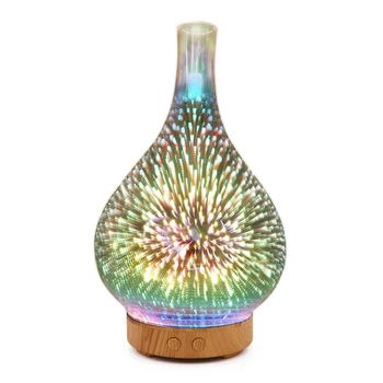3D foc de Artificii Vaza de Sticla de Forma Umidificator de Aer cu 7 Culori Led Lumina de Noapte Aroma de Ulei Esential Difuzor Filtru de Ceață cu Ultrasunete Humi