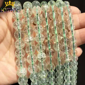Verde Spart Piatră de Sticlă Cristal Margele Rotunde Liber Margele Spacer Pentru a Face Bijuterii DIY Brățară Colier Farmece 15