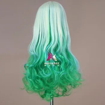 Nou fată Mori lung ondulat peruca Cosplay pentru femei verzi par Sintetic Rezistent la Căldură de Înaltă Temperatură Fibra de petrecere cu costume