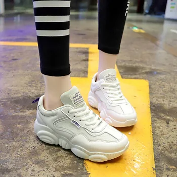 2019 Primăvară Femei Pantofi Respirabil Femei Adidas Rmesh/pu Superioară Solidă Dantela-up Rotund Toe Respirabil pentru Femei Pantofi de Sport