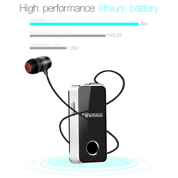 Portabil Wireless BT În Ureche Căști Retractabil Înapoi Clip-On Căști Sport Prompt Vocal pentru Căști Cu Cablu USB de Încărcare