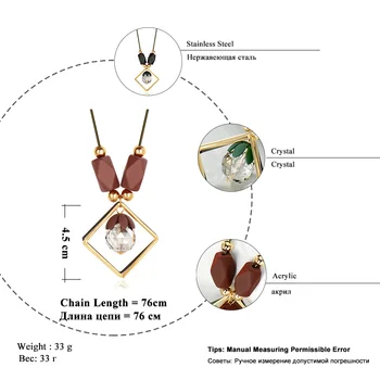 Glob de cristal Pandantive Coliere pentru Femei Geometrică Pătrat Declarație Colar Aur Negru Lanț Pulover Lung Colier Kolye Dropship
