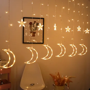 Ramadan Eid Mubarak Decorative Lumini Led Lumini Șir Stele Luna Perdea Lumini De Crăciun, Lumini De Zi Ins Felinare Decorative