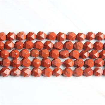 Redstone Fațete Poligonale, Rotunde Margele Pentru a Face Bijuterii Strand 15