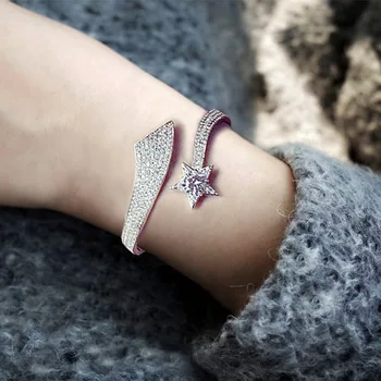 Moda de lux de design de Brand Nou AAA Cubic Zirconia in forma de Stea Deschide Setare Deschis Brățară Romanul femei Accessarioes Bijuterii