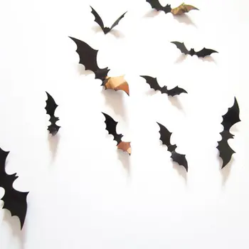 12pcs Trei-dimensional Bat Autocolant de Perete Decor de Halloween