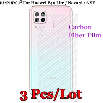 3 Buc/Lot Pentru Huawei P40 lite / nova 7i / 6 SE 3D Non-alunecare Clar Fibra de Carbon Înapoi de Film Protector de Ecran Autocolant (Nu de Sticla)