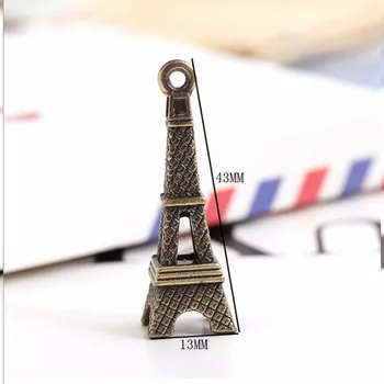 3pcs Antic de Bronz/Argint Turnul Eiffel Farmece Pandantive Conector Pentru Bratara Colier DIY Accesorii Bijuterii Handmade