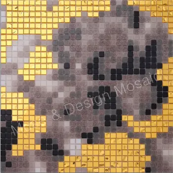Personalizat Puzzle de Arta Alcaline Rezistență Aur Negru Capoc Mozaic de Sticla Placi de Perete pentru Garderoba Piscină, Baie de perete deco