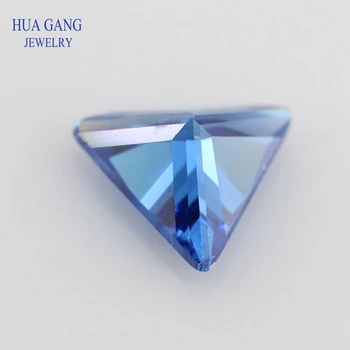 5A Triunghi Albastru Forma Cubic Zirconia Genial Tăiat în Vrac CZ Piatra Sintetice Pietre Margele Pentru Bijuterii de Dimensiuni 3x3-10x10mm