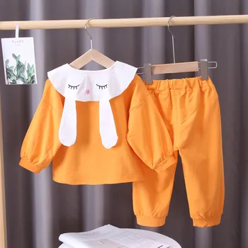 Noi Primavara Toamna Baby Girl Haine pentru Copii Drăguț Bumbac Tricou Pantaloni 2 buc/seturi Copilul de Moda Costum pentru Sugari Treninguri Copii