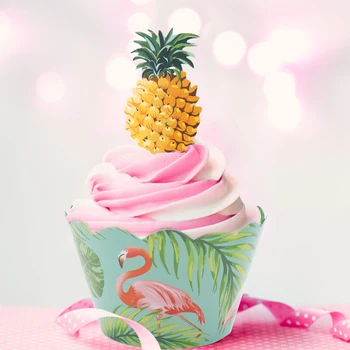 24buc/set Hârtie Ambalaje Cupcake Flamingo Ananas Tort Toppers DIY Petrecere Copil de Dus Fericit Ziua de nastere Decoratiuni Petrecere Consumabile