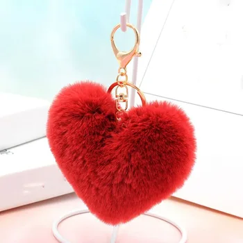 Inima Pompoms Breloc Solid De Pluș Bile Brelocuri Decorative Pandantiv Pentru Femei Geanta Accesorii Brelocuri Mașină De Moda Inel De Chei
