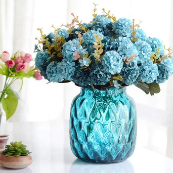 Flori artificiale Blue Daisy Capete de Flori Ziua Îndrăgostiților, Anul Nou, Decoratiuni de Nunta Cadou Pentru Iubitul 31cm Lung 1 BUC