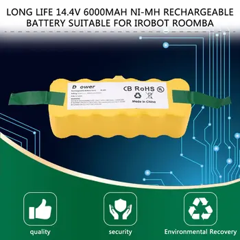 14.4 V NI-MH 6000mAh Baterie Reîncărcabilă Pentru iRobot Roomba 500 600 700 800 900 Serie Aspirator Galben