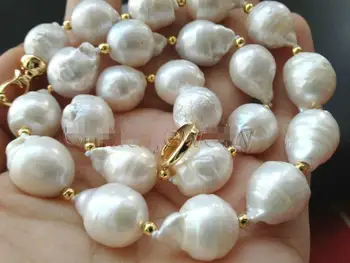 Clasic de 12-15mm naturale baroc Australian alb colier de perle de 18inch 36