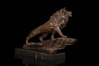 Arte Meserii De Cupru Bronz Sculptura Regele Leu Formidabil Statuie De Metal Artizanat Animale Leii Sculptură Hotel Decor