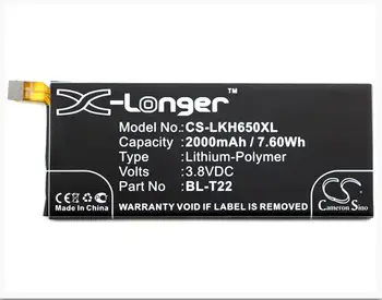 Cameron Sino 2000mAh baterie pentru LG class Clasa 4G F620S H650 H650AR H650E H650K Zero Zero 4G Zero 4G LTE BL-T22 EAC63158201