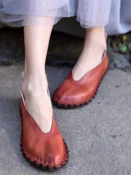 Artmu Original 2019 Primăvară Nouă de Pantofi pentru Femei Superficial Gura Plat Talpa Piele naturala Talpa Moale Retro Manual Apartamente 1806-19