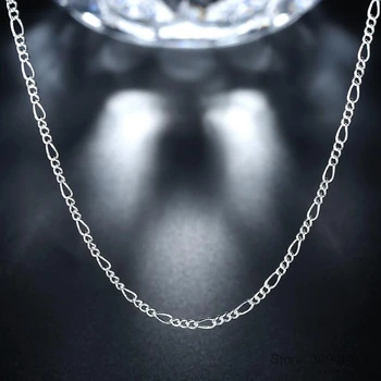 Italian 925 Sterling Silver Diamond Cut-2mm Figaro Link-ul Lanț Colier 40 45 50 55 60 65 70 75 cm Lungime Chioces Lanț Colier