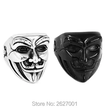 En-gros de V de la Vendetta V Omul cu Masca de Motociclist Inel din Oțel Inoxidabil Moda Bijuterii Negru Argintiu Culoare Craniu Motociclist Bărbați Inel SWR0590