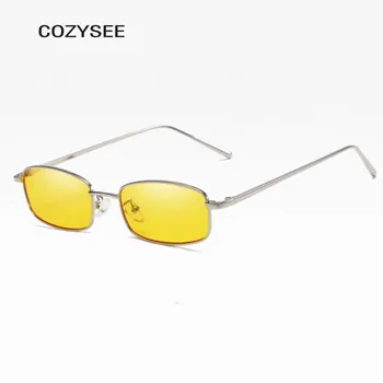Trend Vintage Square Mici ochelari de Soare Femei Limpede, de culoare galben Roșu Metal Retro doamnelor dreptunghiulară ochelari de soare Pentru Barbati UV400
