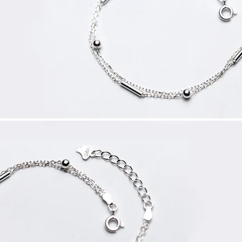 La Monada Argint Fin 925 Bijuterii Brățară Femeie, Dublu Lanț De Link-Ul Minimalist Bratari Pentru Femei De Argint 925