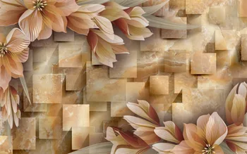 Foto Personaliza dimensiunea 3D marmură flori de crin Nou 3D Personalizat perdea Frumos decor