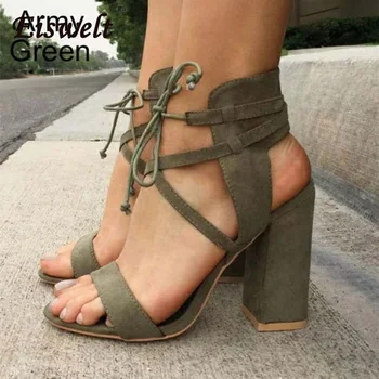 EISWELT Sandale cu Toc Femei Crucea Strappy Sandale Femei Pantofi de Vara pentru Femeie Instagram Moda Sandale Sexy Sezonul de Vara