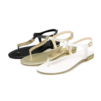 Smirnova alb negru moda vara pantofi noi femeie catarama casual confortabile sandale femei de dimensiuni mari din piele pantofi