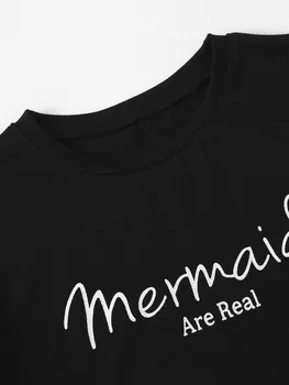 Sirenele sunt reale slogan t-shirt 90 de femei de moda topuri de cultură tumblr goth grunge estetice teuri scurt mireasa sexy trib lol topuri