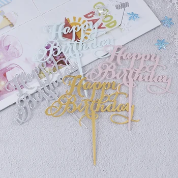 Fericit Ziua De Naștere Tort Decoratiuni Acrilice Prăjituri Topper Introduce Carduri De Petrecere