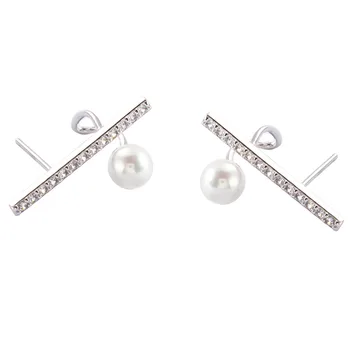 Real 925 de argint sterlină femei de cercei stud oorbellen, cristal stick cercei argint pendientes muje simulate perla bijuterii