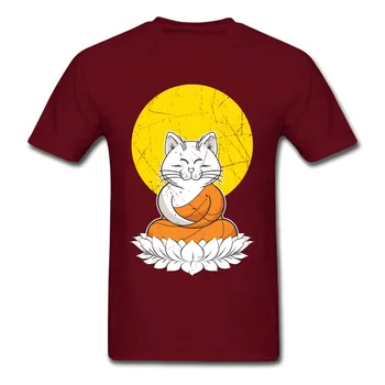 Funny T-shirt Pentru Bărbați Meditație Cat Tricou Budismul Desene animate Tricouri Bumbac Haine Negre Topuri & Tricouri Compania de Transport Gratuit