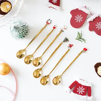 Inoxidabil de Crăciun Lingura de Anul Nou 2021 Xmas Party Ornamente pentru Masă de Cafea Lingura de Decoratiuni de Craciun pentru Casa Navidad Noel Cadou
