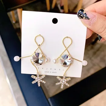 2019 coreene Noi, Elegante, Stralucitoare Stele de Cristal Picătură Cercei pentru Femeile de Epocă de Lux Pearl Moda Bijuterii Petrecere Oorbellen