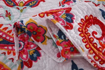 3pcs stil American bumbac îngroșa quilt mozaic plin regina dimensiune imprimare pat capac rosu floral cuvertură de pat transport gratuit-UN